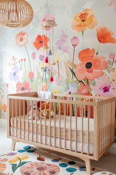 Spring Theme Nursery, Garden Theme Nursery Girl, Colorful Girl Nursery, Wildflower Room, Girl Nursery Colors, Munchkin Land