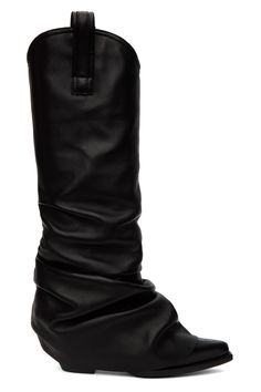 R13: Black Sleeve Cowboy Boots | SSENSE R13 Boots, Black Boots Outfit, Black Footwear, Boot Collection, Black Cowboy Boots, Black Glamour, Vintage Black Glamour, Black Cowboy, Cuban Heels