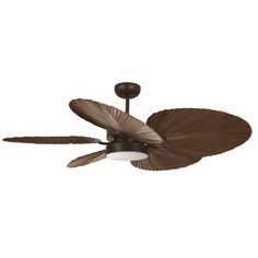 a ceiling fan with three leaves on the top and one light on the bottom,