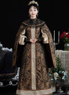 Medieval Coffee Queen Tudor Robe Gown   Condition: Brand New  Color:Coffee  Material: This dress made of High Quality Jacquard,Lace,It's soft,smooth and comfortable to wear  Sleeve Length:Long Sleeve  Dresses Length:Floor-Length  Neckline:O-Neck  Decoration: Pearl + Lace  Applicable People:Adult  Package Includes: Dress Medeival Dress, Historical Dresses Medieval, Masquerade Party Dresses, Tudor Gown, Gothic Victorian Dresses, Antoinette Dress, Tudor Dress, Tudor Fashion, Dress Halloween Costume