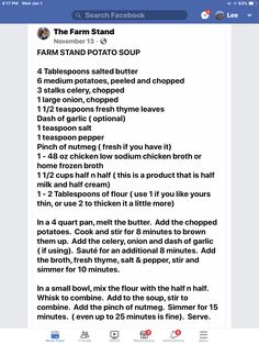 the farm stand recipe on facebook is shown in this screenshoter's profile