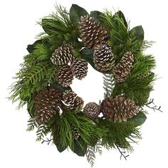 4198 Holiday/Christmas/Christmas Wreaths & Garlands & Swags Pine Cone Wreath, Christmas Wreath Decor, Christmas Wreath Craft, Glam Christmas Decor, Silk Wreaths, Cone Wreath, Florida Christmas, Wreath Drawing, Artificial Christmas Wreaths