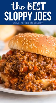 the best sloppy joes recipe on a white plate