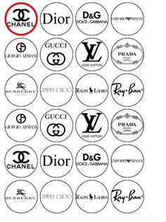 many different logos are shown in black and white, with the word dior on them