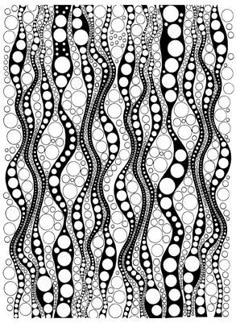 an abstract black and white pattern with circles