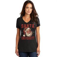 Vintage Retro Santa Claus Face Funny Christmas Women's V-Neck T-Shirt | TeeShirtPalace Santa Claus Face, Surf Hoodies, Face Funny, Funny Christmas Tshirts, Sweatshirt Blanket, Retro Santa, Kids Tie Dye, Tan Woman, Striped Beanies