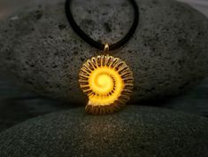 Glow Ursula Necklace, Orange Glowing Ariel Voice Necklace W/ Black Light, Sea Witch, Uma Costume Cosplay, Nautilus Antique Gold Spiral Shell - Etsy Uma Costume, Ariel Voice, Ursula Necklace, Spiral Shell, Necklace Orange, Sea Witch, Costume Cosplay, Small Pendant, Nautilus