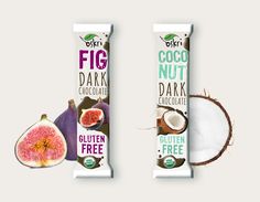 two bars of chocolate and figs next to each other