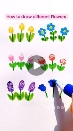 someone is drawing flowers with markers on the paper and then using them to draw it