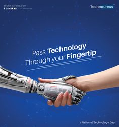 two hands are shaking each other with the words pass technology through your fingertips