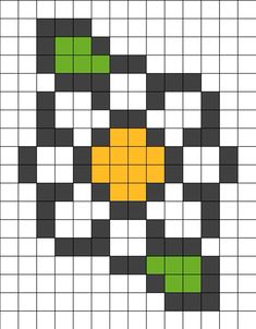 a cross stitch pattern with green and yellow squares in the middle, on a white background