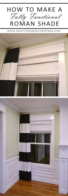 how to make a roman shade with black and white stripes