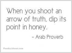 a quote that says when you shoot an arrow of truth, dip its point in honey