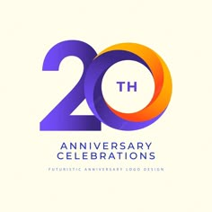 the 20th anniversary logo design for twentyth anniversary celebrations, with an orange and purple circle