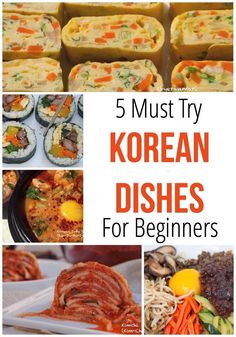 korean dishes for beginners with text overlay