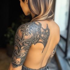 Artistic Shoulder Tattoos For Females Tattoo Sketches Shoulder Arm Tattoos For Women, Shoulder Tattoos For Females, Arm Cover Up Tattoos, Feminine Shoulder Tattoos, Shoulder Armor Tattoo, Valkyrie Tattoo, Shoulder Cap Tattoo, Arm Sleeve Tattoos For Women, Feminine Tattoo Sleeves