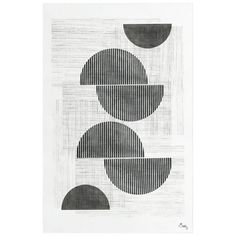 an abstract black and white print with circles