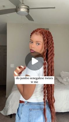 morgan ⋆𐙚₊˚⊹♡ on Instagram: "jumbo senegalese twists have been my go-to style for the past few years & i surprisingly have never posted a video with them lol so here ya go ☺️ #jumbotwists #senegalesetwists #ropetwists #gingerhair #explore #explorepage #exploremore" Senegalese Twist How To, Jumbo Twist Parting Pattern, Diy Senegalese Twist, Sengalese Twists Large, Blonde Jumbo Twists