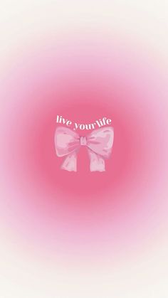 a pink bow with the words live, your life on it's side in white lettering