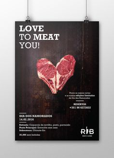 a poster with two pieces of meat in the shape of a heart