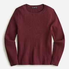 Trendy Fashion J.Crew - Supersculpt ribbed sweater T-shirt in Midnight Burgundy - Small, Women's Sweaters Kaos Rib, Jcrew Sweater, Burgundy Sweater, Fair Isle Sweater, Jcrew Women, Cool Sweaters, Short Sleeved Sweaters, Ribbed Sweater, Base Layer