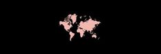 a black and pink world map in the dark