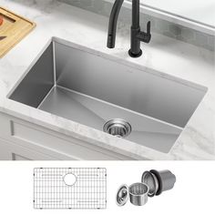 the kitchen sink is stainless steel and has two faucets on each side, one with