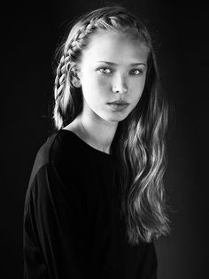 black/white photograph of young girl with braided hair. Teenage Girl Hairstyles, Braided Bangs, Braided Hair, Hair Envy, Cool Haircuts, Black & White, Hairstyles For School, Hairstyles Haircuts