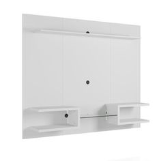 a white wall mounted shelf with two shelves