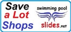 two signs that say save a lot and swim slides net