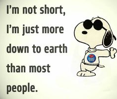 a cartoon dog with sunglasses on its head and the words i'm not short, i'm just more down to earth than most people