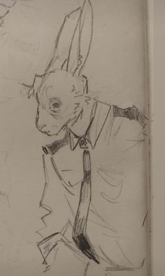 a drawing of a rabbit wearing a tie