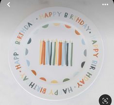 a birthday plate with candles on it