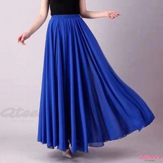 Qteee - Chiffon Double-layered Square Dance Skirt - A Flowy Casual Vacation Princess Skirt and Beach Maxi Skirt Chiffon Midi Skirt, Beach Maxi Skirt, Midi Skirt Casual, Casual Beach Wear, Square Dance, Princess Skirt, Knit Maxi Skirt, Square Dancing, Dance Skirt