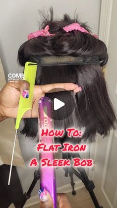 Brittany | Traveling Hair Stylist on Instagram: "🌟How To : Flat Iron A Sleek Bob. Follow To Learn How To Do Hair. SAVE AND TRY FOR LATER. Call 301-485-9298 for your next appointment. TRAVELING TO ALL STATES. Only travel services, No In Salon Services available.  Clients are responsible for traveling fees. 

💇🏾‍♀️💇🏾‍♀️💇🏾‍♀️Sleek 5×5 HD CLOSURE WIG/ BOB WITH VIOLET HIGHLIGHTS.
SIZES AVAILABLE:

21 INCH SMALL 
22 INCH REGULAR
23 INCH LARGE 

WANT TO KNOW HOW MUCH? SEND A DM.

Wigs For Sale.  Inquire Within our Call 301-485-9298. 

💥Learn how to flat iron a sleek bob with this step-by-step tutorial!💎 Achieve a smooth, shiny, and perfectly styled bob that lasts all day. In this video, we'll guide you through the essential tools, techniques, and tips for flat ironing your bob to perfect