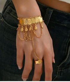 Goddess Bracelet, Roman Jewelry, Goddess Jewelry, Funky Jewelry, African Jewelry, Hand Chain, Gold Hands, Gold Plated Bracelets, Gold Accessories