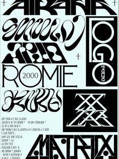 some type of typogramic design with different letters and numbers in black and white