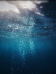 the water is very clear and blue with little bubbles