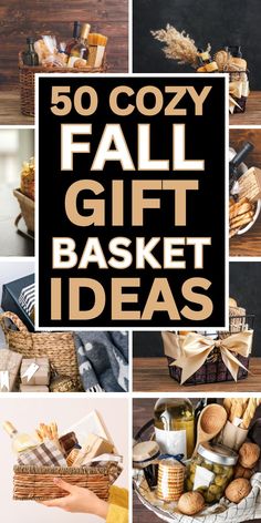 Cute and cozy fall gift basket ideas for women, friend, or housewarming gifts, and autumn themed baskets for raffle and auction ideas. Themed Gift Baskets For Women, Thankful Basket Ideas, Fall Gift Basket Ideas, Homemade Christmas Gift Baskets, Raffle Basket Ideas, Silent Auction Gift Basket Ideas, Raffle Gift Basket Ideas, Kitchen Gift Baskets, Thanksgiving Gift Basket