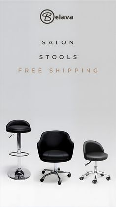 salon stools with free shipping sign in the background