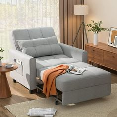 Experience unmatched comfort and adaptability with the Aiho Sofa Bed. It's made with a durable steel frame that holds up to 330 pounds for worry-free use. Easily switch between sofa, recliner, and bed modes to suit your needs. You can also use it with a custom recline angle, enjoy convenient storage, and easy 15-minute assembly. Our dedicated support team responds 24 hours a day to ensure your satisfaction. Enhance your relaxation experiences with an Aiho sleeper today! [Specification] Material: Linen fabric, sponge Color: dark gray/light gray Chair Dimensions: 33.7 inchD x 33.7 inchW x 36.1"H Bed Dimensions: 73.6"D x 33.7 inchW x 17.1"H Adult Assembly Required: Yes Shipping weight: 79.4 pounds 3 in 1 Sofa, recliner, bed Applicable room: home, office, studio Sleeper Chair Bed, Small Sectional Sofa, Pull Out Sofa Bed, Futon Sofa Bed, Simple Bed, Convertible Sofa Bed, Futon Sofa, Sleeper Chair, Chair Bed