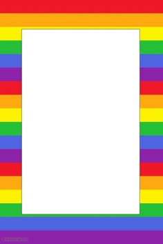 a rainbow colored square frame with a white center in the middle and bottom corner at the top