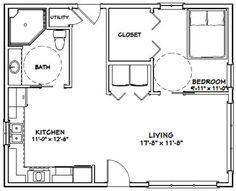 the floor plan for a two bedroom apartment with an attached kitchen and living room area