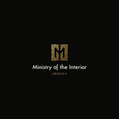 a black and gold logo with the words,'ministry of the interior london '