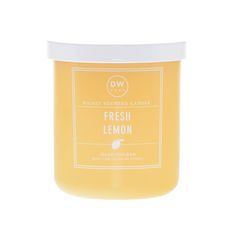 fresh lemon scented candle with white lid