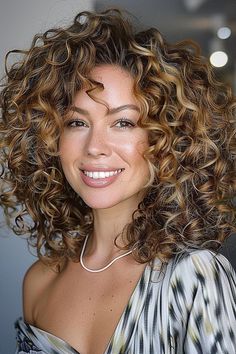 Short Curly Highlighted Hair, Highlighted Curls, Voluminous Curly Hair, Prom Hairstyles Ponytail, Curly Hair Transformation, Braid For Beginners, Deep Brunette, Brunette Tones, 3a Curly Hair