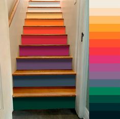 the stairs are painted in different colors