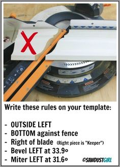 a poster with instructions on how to use a mitt and other tools for cutting wood