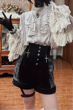 ❤︎ Gothic Prince Silver Design Shirt❤︎ Fancy Clothes Reference, Dragon Aesthetic Outfit, Angel Inspired Outfits Male, Middle Age Outfits, Ouji Style, Tattered Clothes, White Outfit Ideas, Ouji Fashion, Silly Clothes