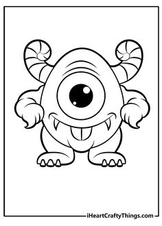 a cartoon monster with big eyes coloring page